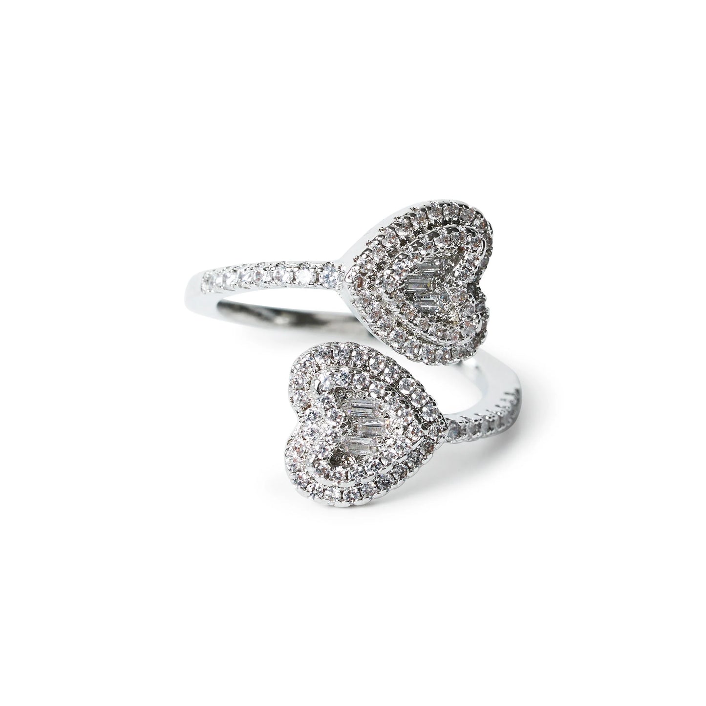 Double Hearted Baguette Ring