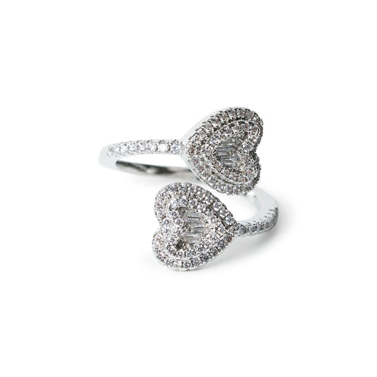 Double Hearted Baguette Ring
