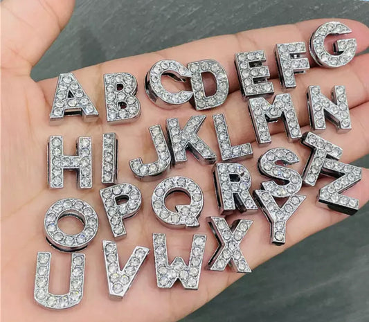 Silver Diamond Crocs Letter Charms (x1)